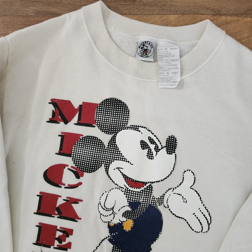 VTG 90s Disney Mickey Mouse Graphic Big Logo Crewneck Sweatshirt Sz Youth Medium